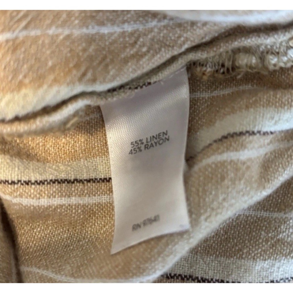 J. Jill Cropped Capri Linen Blend Pants Womens Petite M Pockets Elastic Slit Tan - Picture 8 of 11